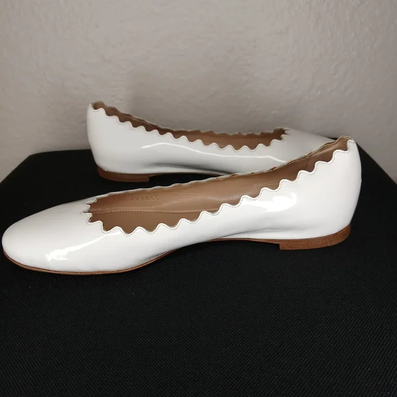 Chloe Lauren Scalloped Ballet Flats white size 5 us almost new cond. no creasing - Picture 2 of 12